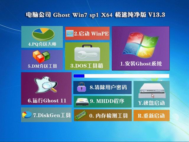 电脑公司系统下载 GHOST Win7 SP1 x64 极速纯净版 V13.3