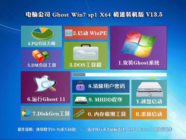 电脑公司ghost win7 sp1 极速装机版 V13.5 (x64)