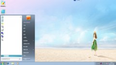 蓝色动漫女生win7桌面主题-蓝天下的等待