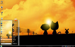 夕阳下win7电脑桌面主题